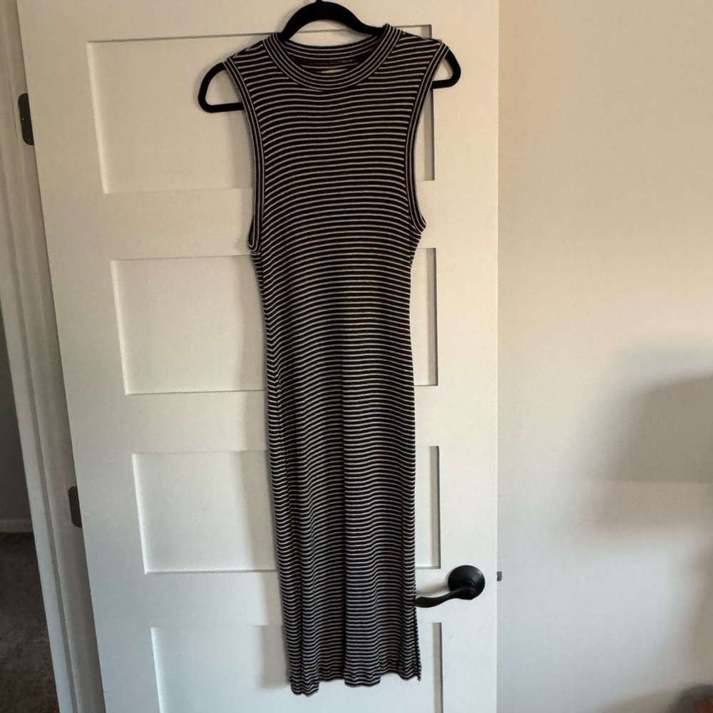 Madewell Striped Black and White Sleeveless Dress